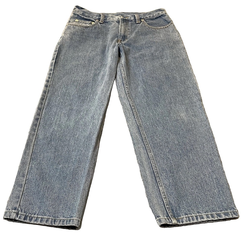 90s Wide Leg Cropped Jeans Womens Sz 29 Blue Denim Mid Rise Rock Classic Western